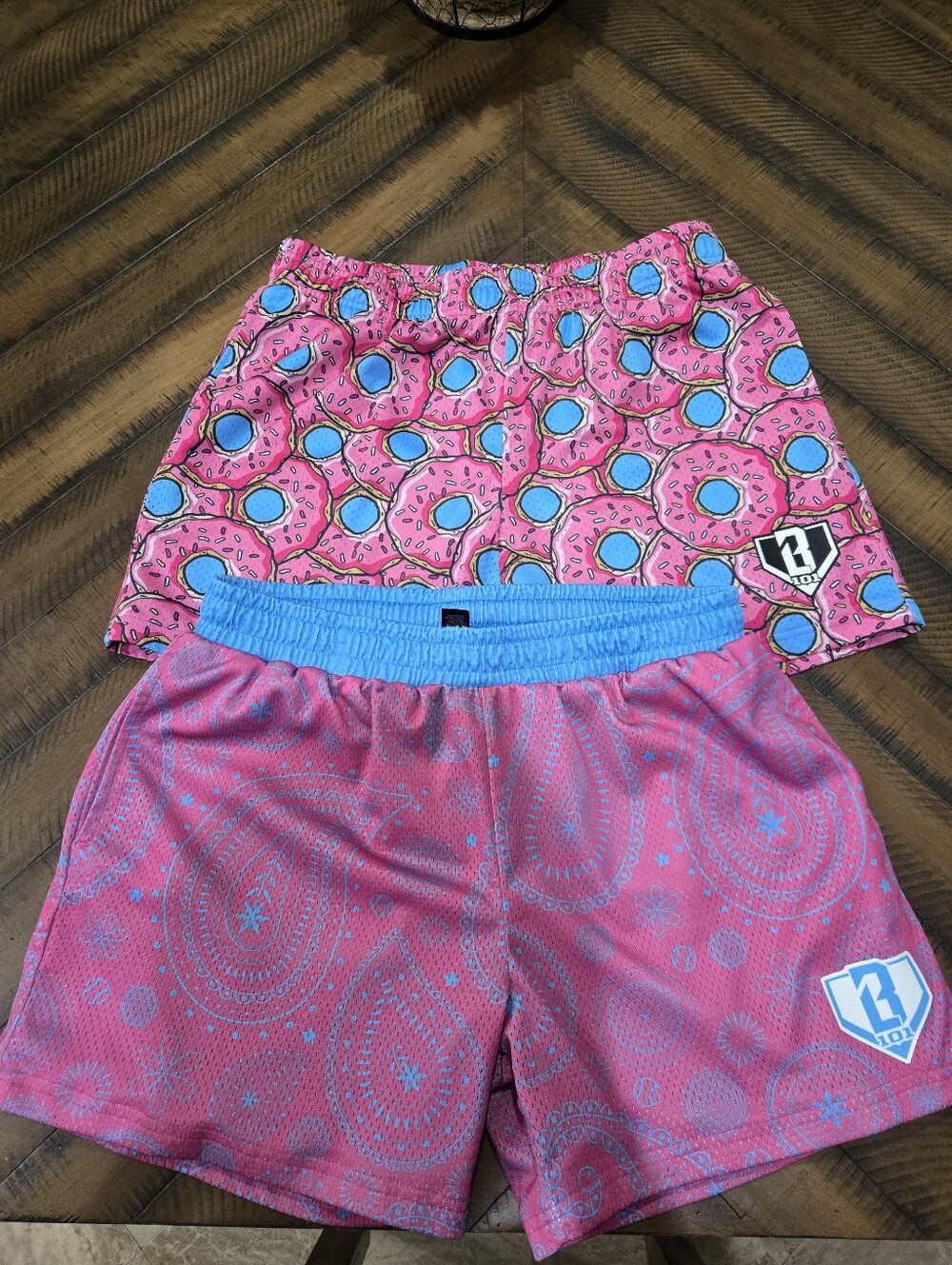 Mens Baseball Lifestyle Pink Donut & Paisley Athletic Shorts - Bundle